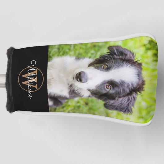 Aangepaste foto- en naamgrijze monogram golfheadcover (Voorkant)