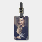 Aangepaste foto- en naamtypografie bagagelabel (Voorkant verticaal)