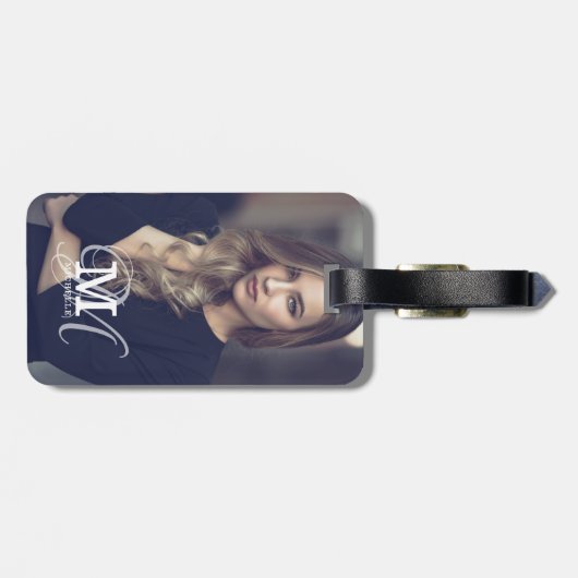 Aangepaste foto- en naamtypografie bagagelabel (Achterkant horizontaal)