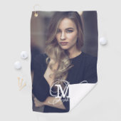 Aangepaste foto- en naamtypografie golfhanddoek (Insitu)