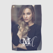 Aangepaste foto- en naamtypografie golfhanddoek (Voorkant)