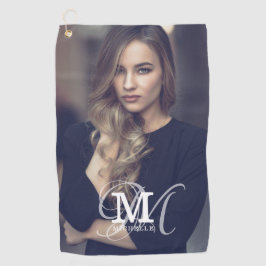 Aangepaste foto- en naamtypografie golfhanddoek