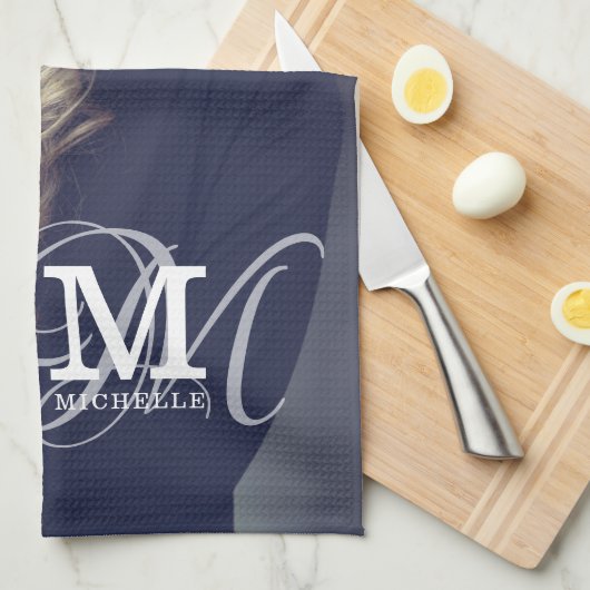 Aangepaste foto- en naamtypografie theedoek (Quarter Fold)