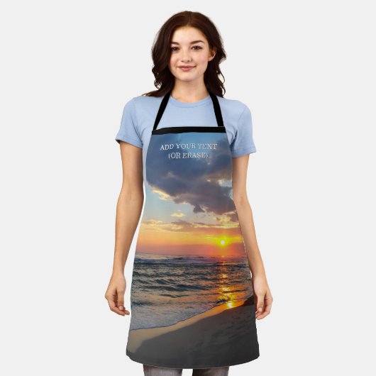 Aangepaste foto en optionele tekst op maat schort (Gedragen)