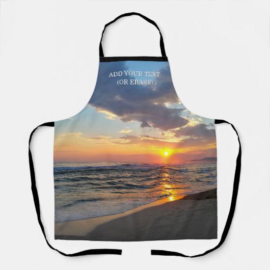Aangepaste foto en optionele tekst op maat schort (Voorkant)