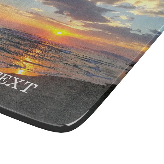 Aangepaste foto en optionele tekst op maat snijplank (Hoek)