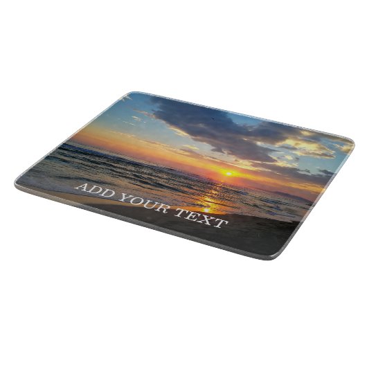 Aangepaste foto en optionele tekst op maat snijplank (Hoek)