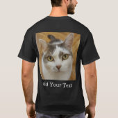 Aangepaste foto en optionele tekst op maat t-shirt (Achterkant)