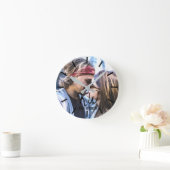 Aangepaste foto- en penseelmonogram ronde klok (Huis)
