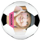 Aangepaste foto en roze streepontwerp voetbal (Gedraaid)