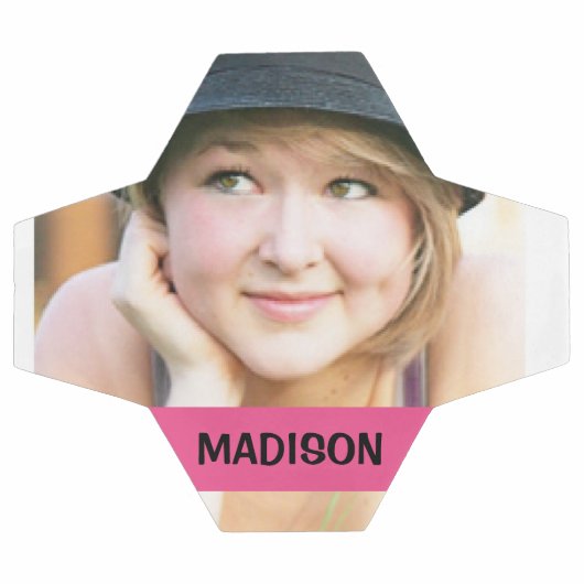 Aangepaste foto en roze streepontwerp voetbal (Enkel)