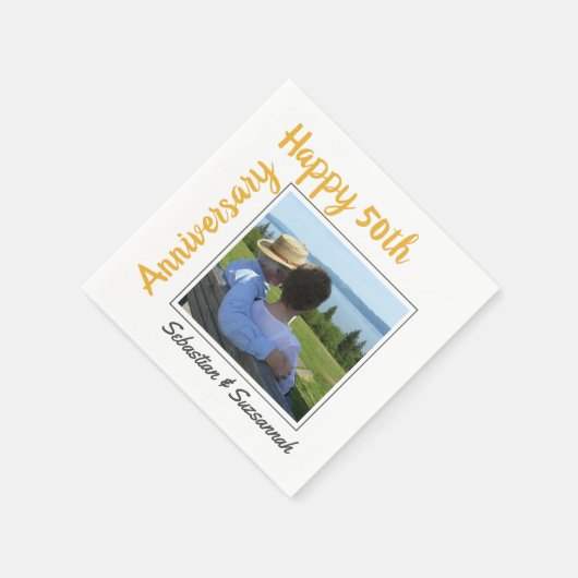 Aangepaste foto en speciale bruiloft Jubileum Servet (Hoek)