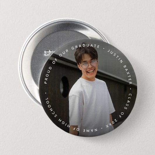 Aangepaste foto en tekst Afstuderen Ronde Button 7,6 Cm (Voorkant /achterkant)