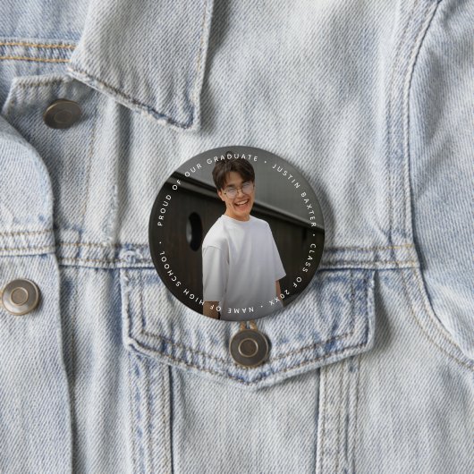 Aangepaste foto en tekst Afstuderen Ronde Button 7,6 Cm (In situ)