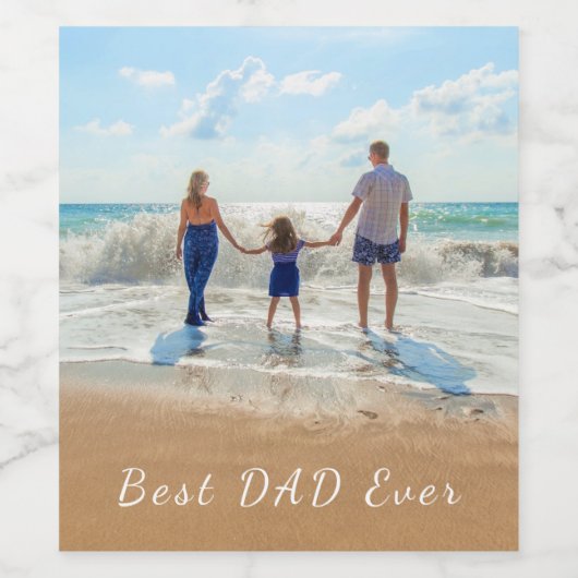 Aangepaste foto en tekst - Beste DAD ooit Wijn Etiket (Enkel label)