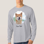 Aangepaste foto en tekst gepersonaliseerd grijs t-shirt (Voorkant)