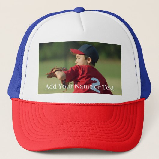 Aangepaste foto en tekst gepersonaliseerd trucker pet (Voorkant)