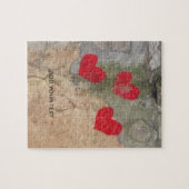 Aangepaste foto en tekst Gepersonaliseerde harten Legpuzzel (Horizontaal)