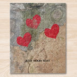 Aangepaste foto en tekst Gepersonaliseerde harten Legpuzzel<br><div class="desc">Deze puzzel bevat een foto van een oude muur geschilderd met drie harten. U kunt deze puzzel aanpassen met uw foto,  naam of inspirerend quote.</div>