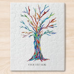 Aangepaste foto en tekst Gepersonaliseerde kleurri Legpuzzel<br><div class="desc">Deze stijlvolle puzzel is versierd met een regenboogkleurige mozaïekboom. Pas het aan met een naam of inspirerend offerte. Origineel mozaïek © Michele Davies.</div>