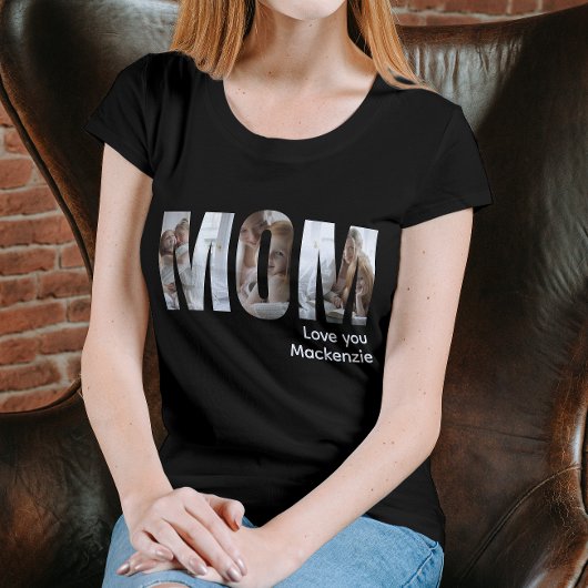Aangepaste foto en tekst gepersonaliseerde moeder t-shirt
