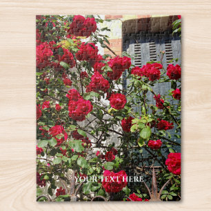 Aangepaste foto en tekst gepersonaliseerde rode ro legpuzzel