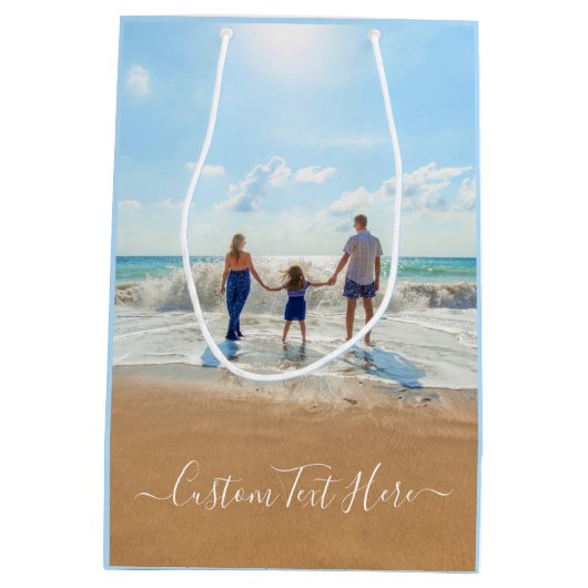 Aangepaste foto en tekst geschenkzak medium cadeauzakje (Achterkant)