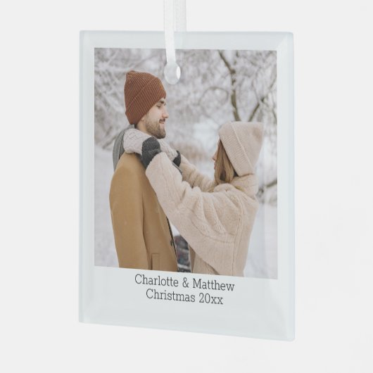 Aangepaste foto en tekst glas ornament (Voorkant links)