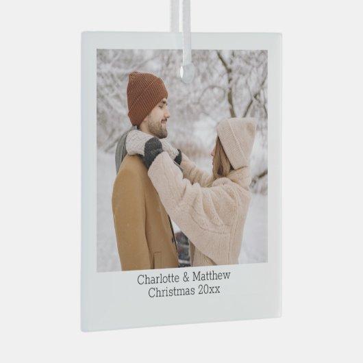 Aangepaste foto en tekst glas ornament (Voorkant Rechts)