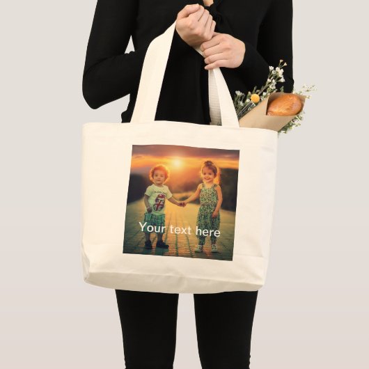 Aangepaste foto en tekst grote tote bag (Voorkant (product))