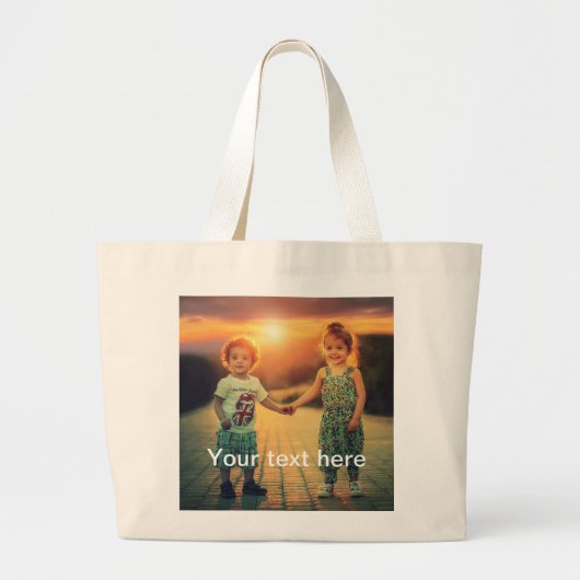 Aangepaste foto en tekst grote tote bag (Voorkant)