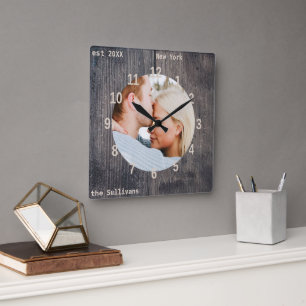 Aangepaste Foto en Tekst Houten Muur Klok