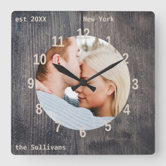 Aangepaste Foto en Tekst Houten Muur Klok (Voorkant)