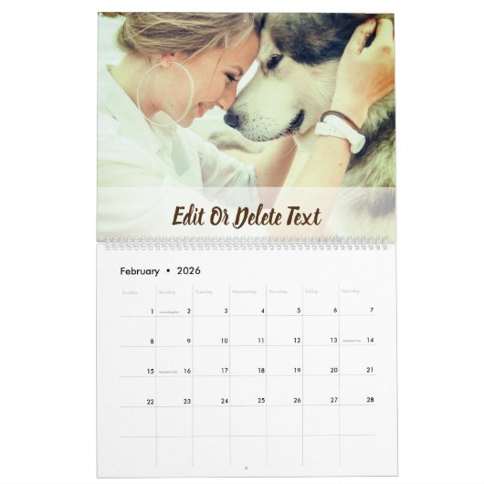 Aangepaste foto en tekst kalender (Feb 2026)