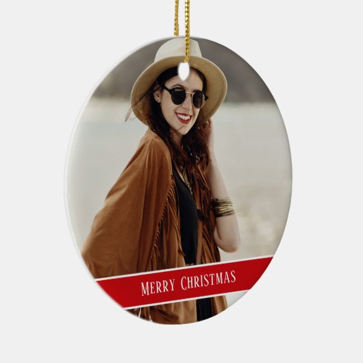Aangepaste foto en tekst Kerstmis Keramisch Ornament (Rechts)