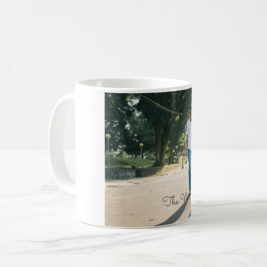 Aangepaste foto en tekst koffiemok (Voorkant links)