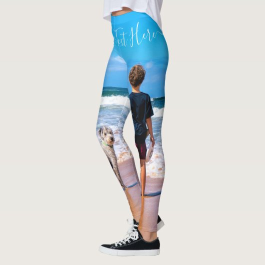 Aangepaste foto en tekst Leggings Uw eigen ontwerp (Links)