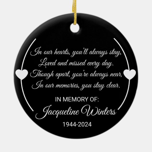 Aangepaste foto en tekst Memorial Keramisch Ornament (Achterkant)