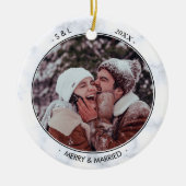 Aangepaste foto en tekst Merry en Married Xmas Keramisch Ornament (Voorkant)