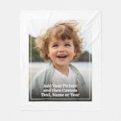 Aangepaste foto en tekst met witte rand fleece deken (Voorkant)