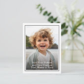 Aangepaste foto en tekst met zwart-witte rand briefkaart (Staand voorkant)