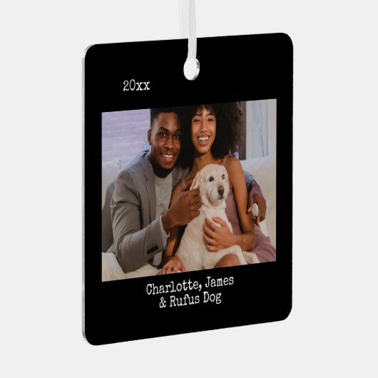 Aangepaste foto en tekst metalen ornament (Voorkant Rechts)