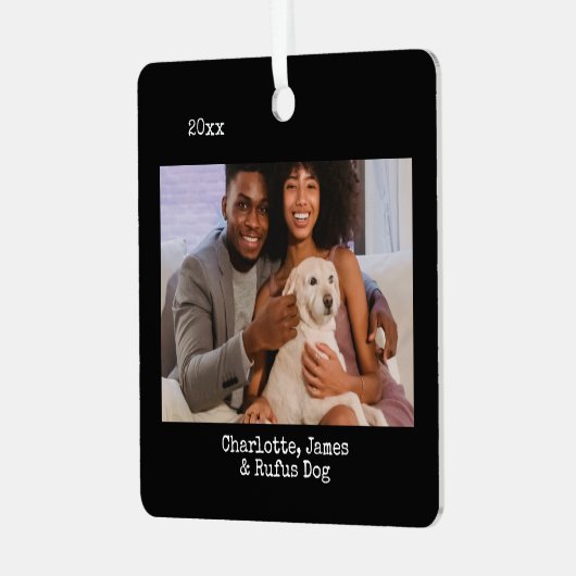 Aangepaste foto en tekst metalen ornament (Voorkant links)