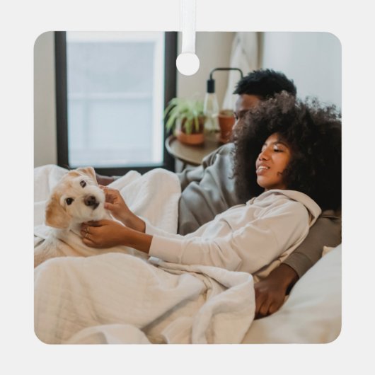 Aangepaste foto en tekst metalen ornament (Achterkant)