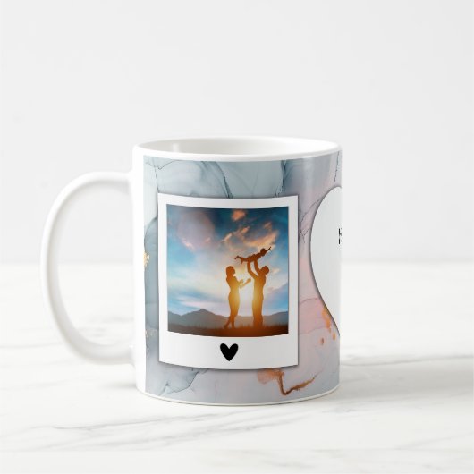 Aangepaste Foto en Tekst Mok - Lichtblauw Marmer (Links)