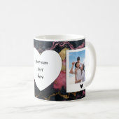 Aangepaste Foto en Tekst Mok - Zwart & Roze Marmer (Voorkant rechts)