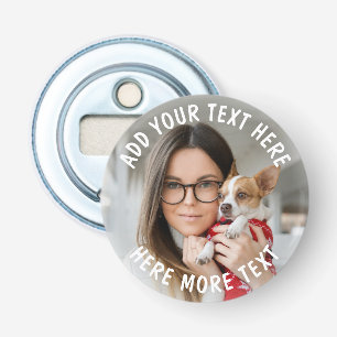 Aangepaste foto en tekst of naam button flesopener