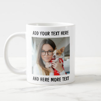 Aangepaste foto en tekst of naam grote koffiekop