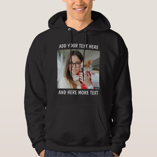 Aangepaste foto en tekst of naam hoodie (Voorkant)