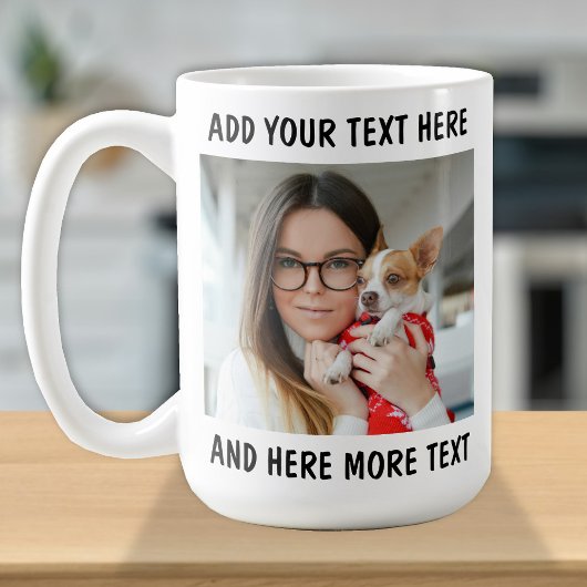 Aangepaste foto en tekst of naam koffiemok